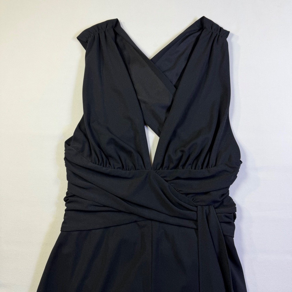 White House Black Market Black Plunge V-Neck Open Back Maxi Gown Dress 10 Sexy - Picture 3 of 14